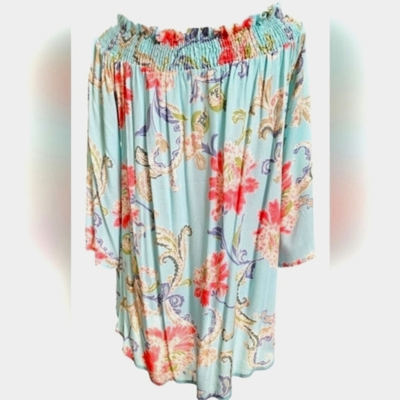 LILLY MAE TOP SZ L  GREEN BLUE PINK - Picture 4 of 6